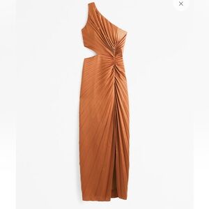 Abercrombie & Fitch One-Shoulder Maxi Dress in Rust